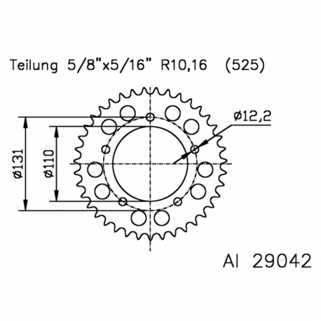 Corona 44 Denti Passo 525 Bmw Argento