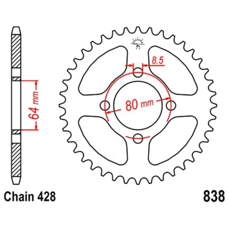 Corona 38 Denti Passo 428 Yamaha Argento