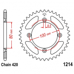Corona 36 Denti Passo 420 Honda Nera