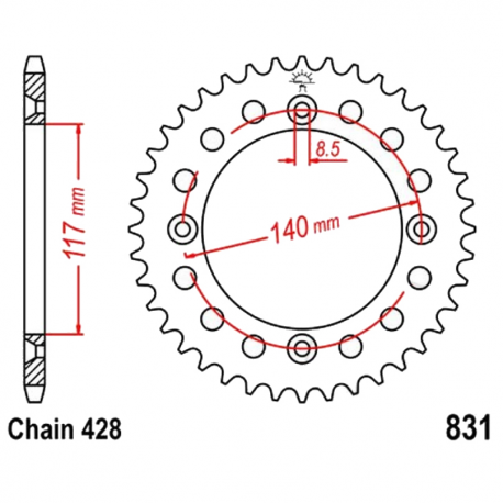 Corona 48 Denti Passo 428 Yamaha Argento