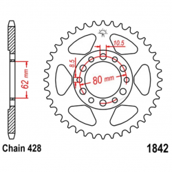 Corona 45 Denti Passo 428 Yamaha Nera