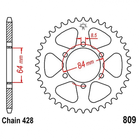 Corona 47 Denti Passo 428 Suzuki Nera