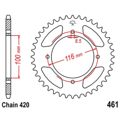 Corona 54 Denti Passo 420 Kawasaki Argento