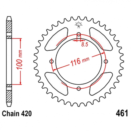 Corona 54 Denti Passo 420 Kawasaki Argento