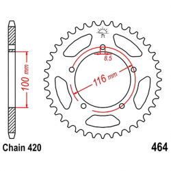 Corona 50 Denti Passo 420 Kawasaki Argento
