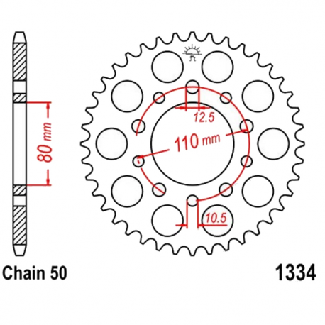 Corona 47 Denti Passo 530 Honda Nera