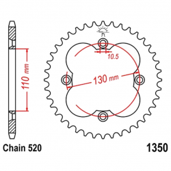 Corona 36 Denti Passo 520 Honda Nera