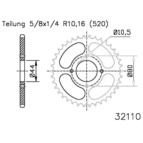  Corona 22 Denti Passo 520 Yamaha Nera